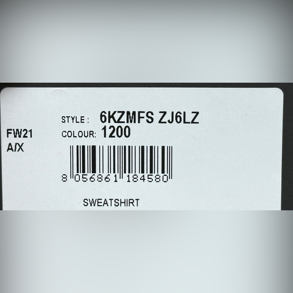 armani exchange Velour black sweatshirt 
style:6KZMFS ZJ6LZ 1200 - Picture 6 of 7